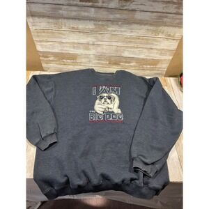 Big Dogs Mens XL I Am The Big Dog Embroidered Graphic Sweatshirt Gray Vintage